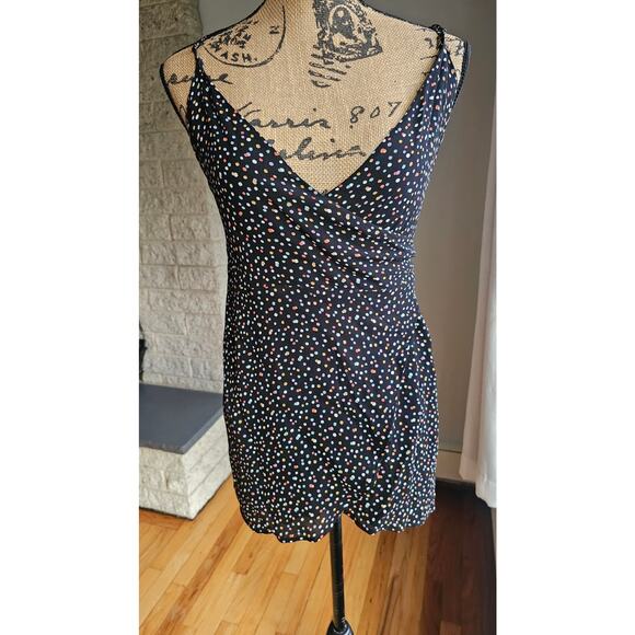 Reformation Troppo Confetti Wrap Dress Sz S Black - Picture 3 of 10